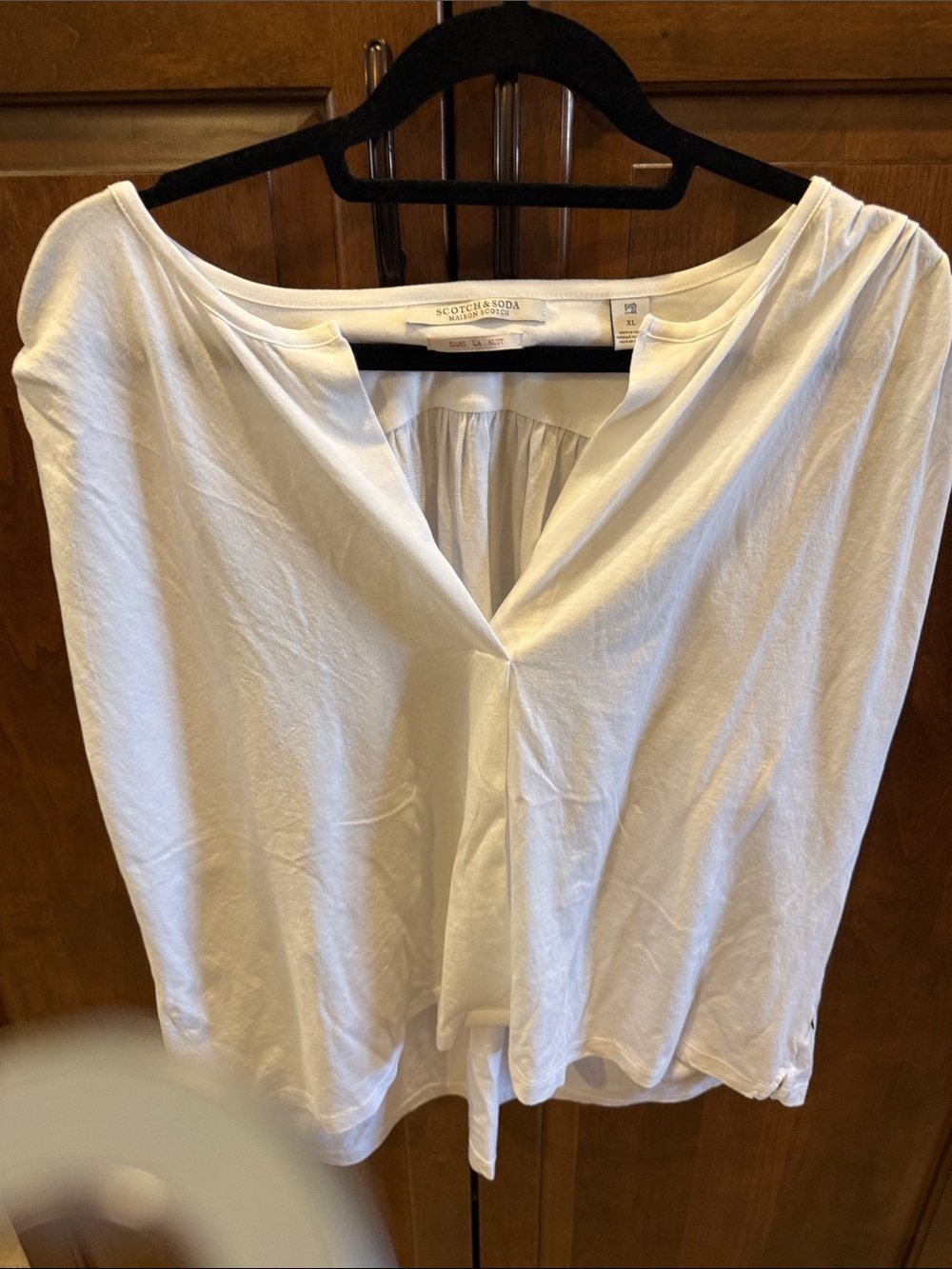 Scotch & Soda White V-Neck Front Pleat Blouse